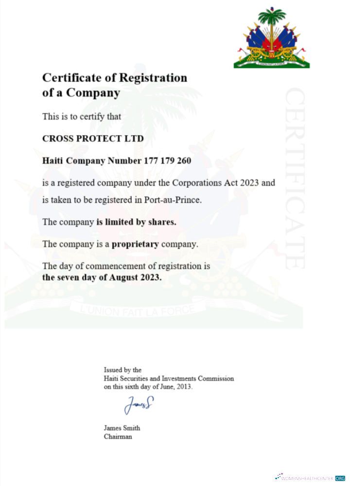 Download Haiti certificate of registration Word and PDF template Photoshop template